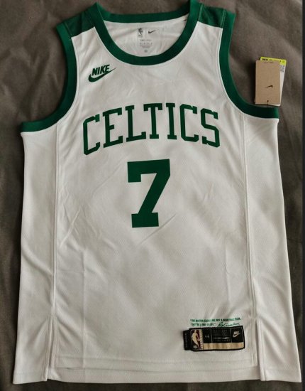 Maillot de Basket #7 Brown Celtics 75th Anniversary Blanc Imprimé